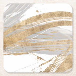Dessous-de-verre Carré En Papier Or et gris