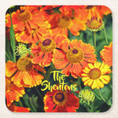 Dessous-de-verre Carré En Papier Orange Eternuzeweed Helenium Garden Fleurs Famille (Devant)