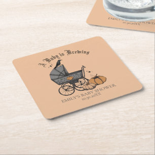 Dessous-de-verre Carré En Papier Orange gothique Un bébé brasse un Baby shower d'au