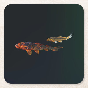 Dessous-de-verre Carré En Papier Orange Koi et Gold Koi