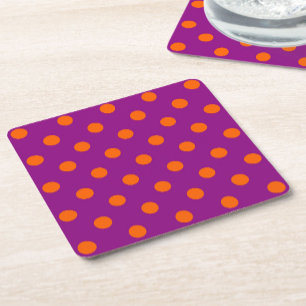 Dessous-de-verre Carré En Papier Orange On Purple Pois Design Motif