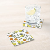 Dessous-de-verre Carré En Papier Oranges et citrons (En situation)