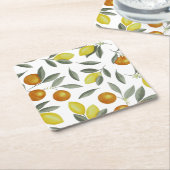 Dessous-de-verre Carré En Papier Oranges et citrons (Incliné)