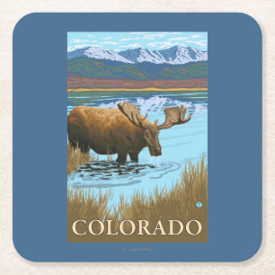 Dessous-de-verre Carré En Papier Orignaux DrinkingColorado
