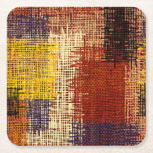 Dessous-de-verre Carré En Papier Ornement broderie, lignes colorées, style bohème