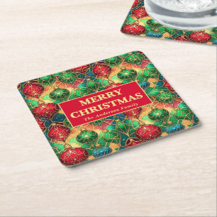 Dessous-de-verre Carré En Papier Ornement de Noël en Verre Coloré