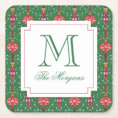 Dessous-de-verre Carré En Papier Ornements de Noël festifs Monogramme (Devant)