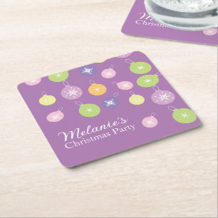 Dessous-de-verre Carré En Papier Ornements de Noël Pastel Flocons de Neige Violet