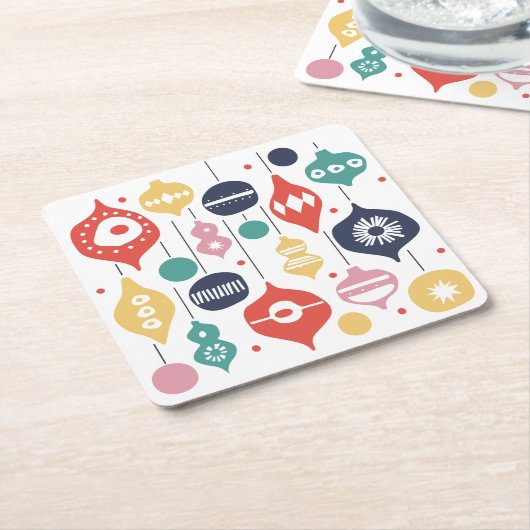 Dessous-de-verre Carré En Papier Ornements rétro (Incliné)