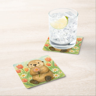 Dessous-de-verre Carré En Papier Otter avec fleurs de printemps