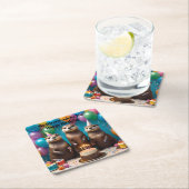 Dessous-de-verre Carré En Papier Otter Triplets Otterly Adorez Vous Anniversaire Fê (En situation)