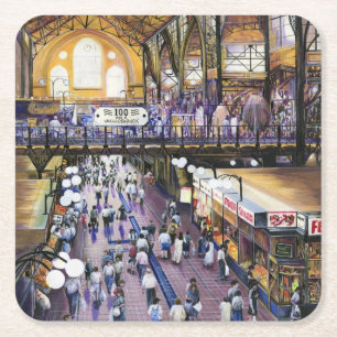 Dessous-de-verre Carré En Papier Où est le garde-eau pour femmes ?Budapest