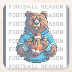 Dessous-de-verre Carré En Papier Ours Brun Football Personnalisé