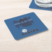 Dessous-de-verre Carré En Papier Ours dans le clair de lune - cari, Alaska (Incliné)