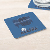 Dessous-de-verre Carré En Papier Ours dans le clair de lune - Latouche, Alaska (Incliné)