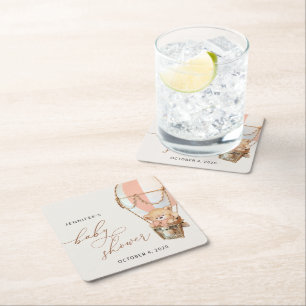 Dessous-de-verre Carré En Papier Ours En Conflit, Ballotte À Air Chaud Rose, Baby s