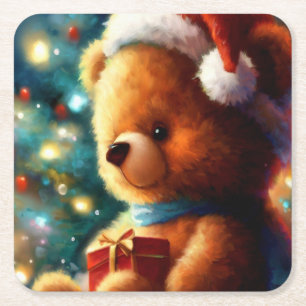 Dessous-de-verre Carré En Papier Ours en peluche de Noël 3