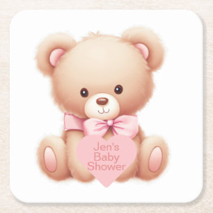 Dessous-de-verre Carré En Papier Ours en peluche rose