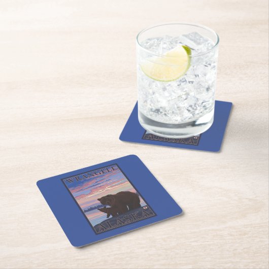 Dessous-de-verre Carré En Papier Ours et CUB - Wrangell, Alaska (En situation)