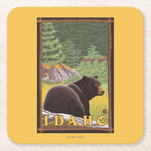 Dessous-de-verre Carré En Papier Ours noir dans la forêt - Idaho