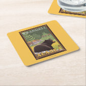 Dessous-de-verre Carré En Papier Ours noir dans la forêt - Wrangell, Alaska (Incliné)