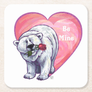 Dessous-de-verre Carré En Papier Ours polaire Saint Valentin