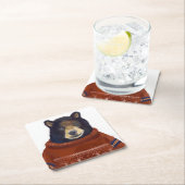 Dessous-de-verre Carré En Papier Ours rouge de chandail de renne (En situation)