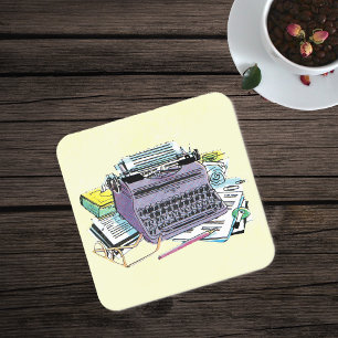 Dessous-de-verre Carré En Papier Outils de l’écrivain vintage Tapis de papier