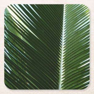 Dessous-de-verre Carré En Papier Overlapping Palm Fronds Tropical Green Abstract