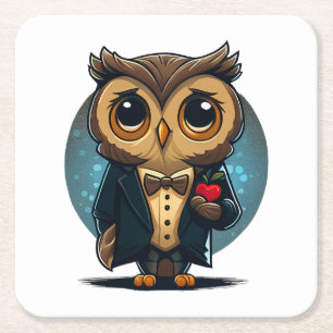Dessous-de-verre Carré En Papier Owl Groom in Love : Perfect Valentine's Day Gift
