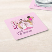 DESSOUS-DE-VERRE CARRÉ EN PAPIER PADEL COASTER: CELEBRATION PADEL DIVA BRIGHT PINK (Incliné)