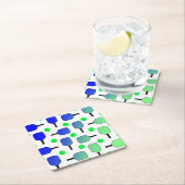 Dessous-de-verre Carré En Papier Pagaies de Pickleball Bleu et Vert Pickleball Vert (En situation)