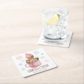 Dessous-de-verre Carré En Papier Pain d'épices Cookies et cacao Baby shower fille (En situation)