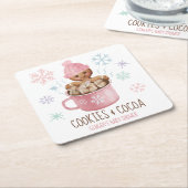Dessous-de-verre Carré En Papier Pain d'épices Cookies et cacao Baby shower fille (Incliné)