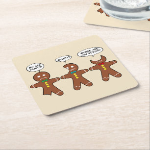 Dessous-de-verre Carré En Papier Pain d'épices Hommes Ma Jambe Blessait Holiday