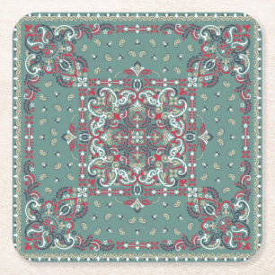 Dessous-de-verre Carré En Papier Paisley Bandana Imprimer : Écharpe à cou de soie