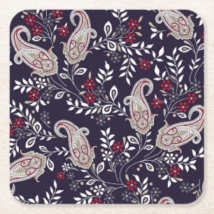 Dessous-de-verre Carré En Papier Paisley indien traditionnel, motif sans soudure.