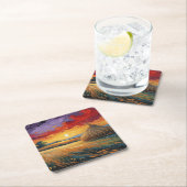 Dessous-de-verre Carré En Papier Pajar solitario al atardecer (En situation)
