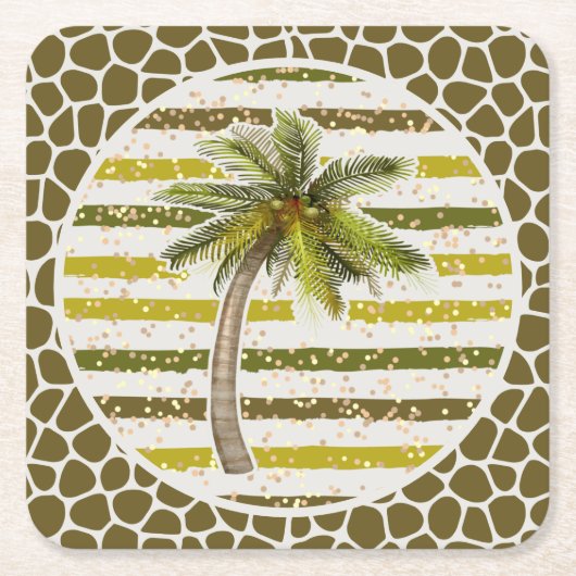 Dessous-de-verre Carré En Papier Palm Tree Tropical (Devant)