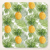 Dessous-de-verre Carré En Papier Palmettes et ananas tropicaux (Devant)