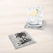 Dessous-de-verre Carré En Papier Palmier d'art du dictionnaire (En situation)