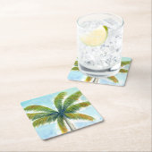 Dessous-de-verre Carré En Papier Palmier Tropical Beach par beau temps (En situation)
