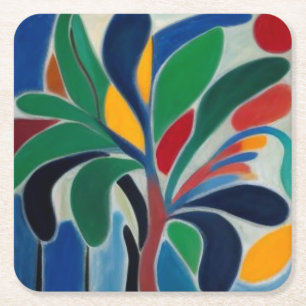 Dessous-de-verre Carré En Papier Palmier tropical coloré