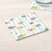 Dessous-de-verre Carré En Papier Palmiers 2 d'aquarelle (Incliné)