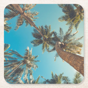 Dessous-de-verre Carré En Papier Palmiers au cru tropical de plage