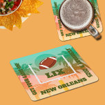 Dessous-de-verre Carré En Papier Palmiers et droits du football<br><div class="desc">Jeu de football jour DESSOUS DE VERRE de pâte de papier lourd les super fans vont adorer avec des palmiers et un football naviguant à travers les hauteurs. Parfait pour le grand jeu du 13 février 2022 à Los Angeles. Toutes les invitations,  assiettes,  serviettes et plus dans notre magasin.</div>