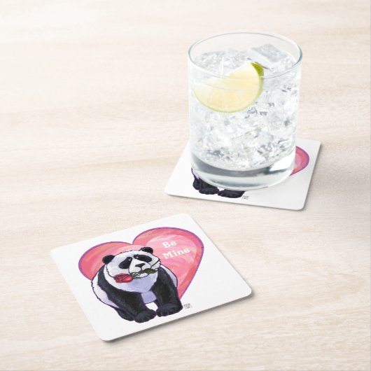 Dessous-de-verre Carré En Papier Panda Bear Saint Valentin (En situation)