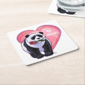 Dessous-de-verre Carré En Papier Panda Bear Saint Valentin (Incliné)