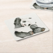 Dessous-de-verre Carré En Papier Panda bébé | Cute & Furry (Incliné)