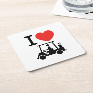 Dessous-de-verre Carré En Papier Panier de golf I Heart (Love)